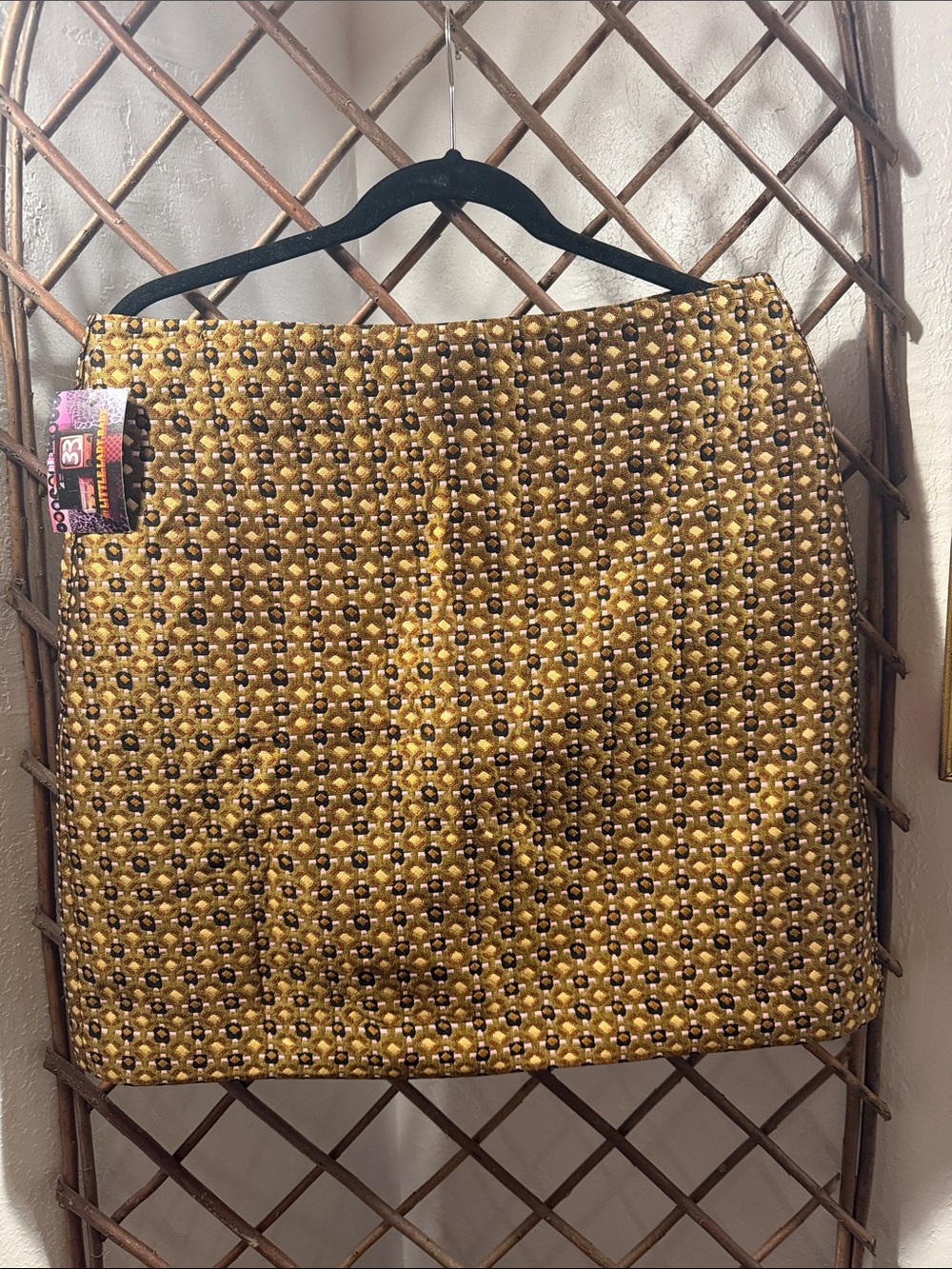 LOFT Gold and Brown Textured Mini Skirt